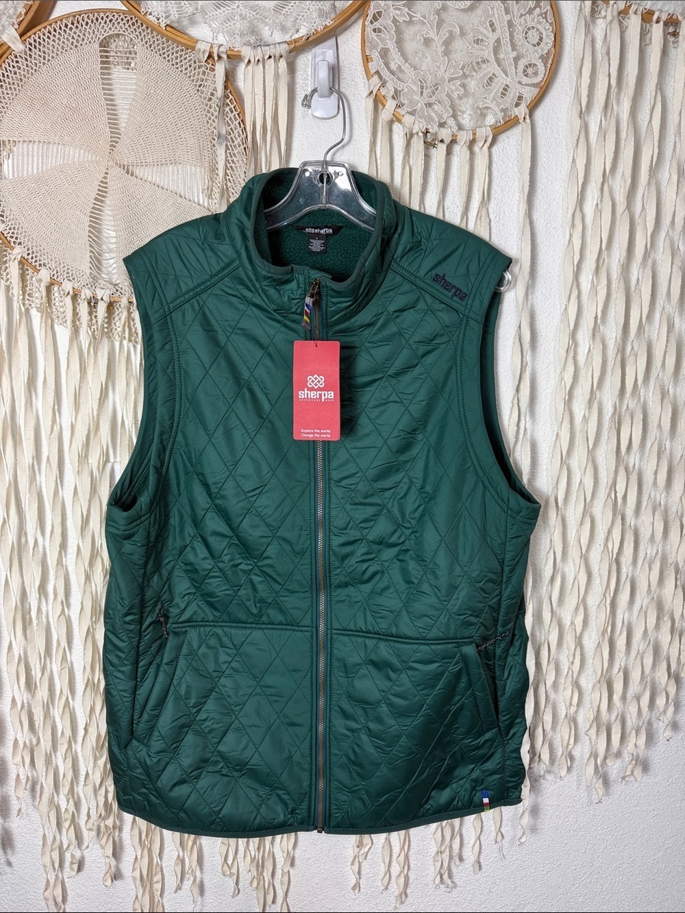 Sherpa Adventure Gear NWT Tinley Quilted Fleece Vest in Emerald Size Large